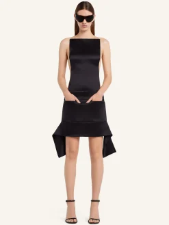 REVERSED BELT SATIN MINI SKIRT