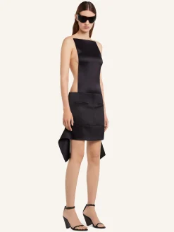 REVERSED BELT SATIN MINI SKIRT