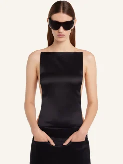 REVERSED BELT SATIN MINI SKIRT