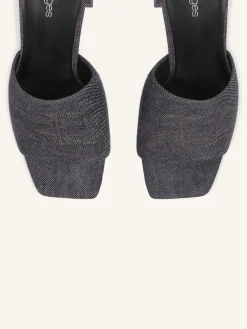 SHADOW DENIM HEELED MULES