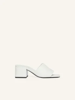 SHADOW LEATHER HEELED MULES