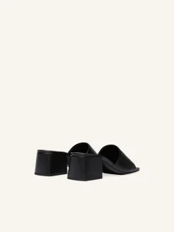 SHADOW LEATHER HEELED MULES