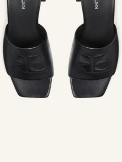 SHADOW LEATHER HEELED MULES
