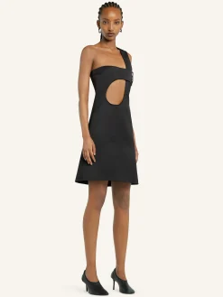 SHORT CUT-OUT SATIN DRESS