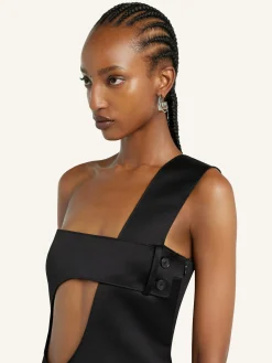 SHORT CUT-OUT SATIN DRESS