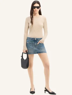 SHOULDER SNAPS RIB KNIT SWEATER