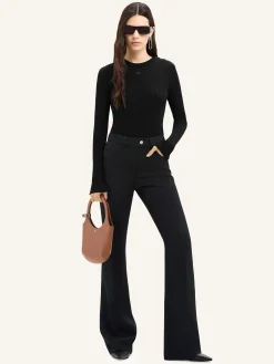SHOULDER SNAPS RIB KNIT SWEATER