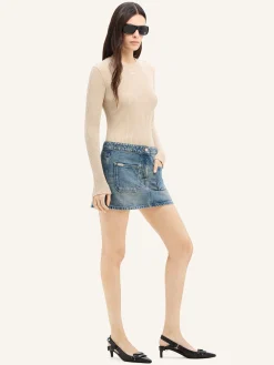 SHOULDER SNAPS RIB KNIT SWEATER