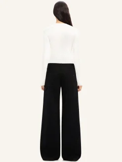 SHOULDER SNAPS RIB KNIT SWEATER