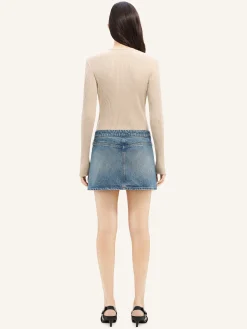 SHOULDER SNAPS RIB KNIT SWEATER