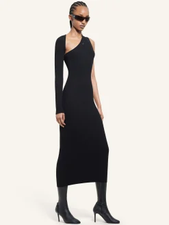 SLASH RIB KNIT LONG DRESS
