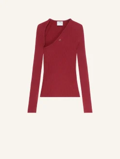 SLASH RIB KNIT TOP