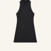 SLEEVELESS TWILL A-LINE DRESS