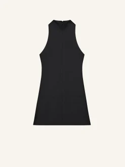 SLEEVELESS TWILL A-LINE DRESS