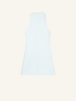 SLEEVELESS TWILL A-LINE DRESS