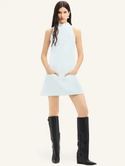 SLEEVELESS TWILL A-LINE DRESS
