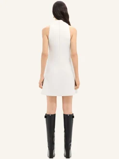 SLEEVELESS TWILL A-LINE DRESS