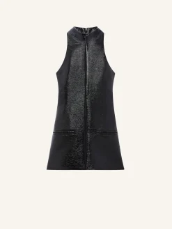 SLEEVELESS VINYL A-LINE DRESS