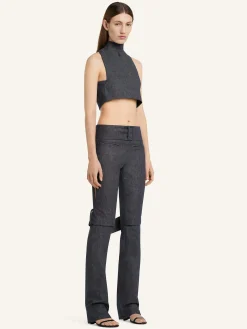 STRAP DENIM BOOTCUT PANTS