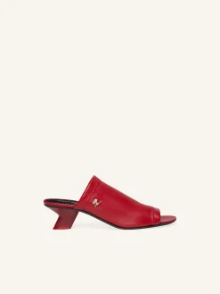 WET STRETCH LEATHER HEELED MULES