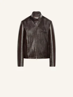 ZIPPED VINYL BIKER JACKET