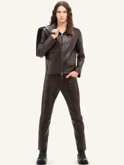 ZIPPED VINYL BIKER JACKET