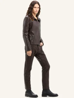 ZIPPED VINYL BIKER JACKET
