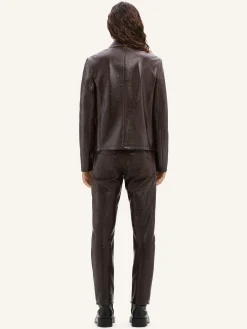 ZIPPED VINYL BIKER JACKET
